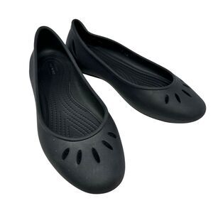 Crocs‎ Black Kelli Ballet Flats Slip On Rubber Waterproof Size 8